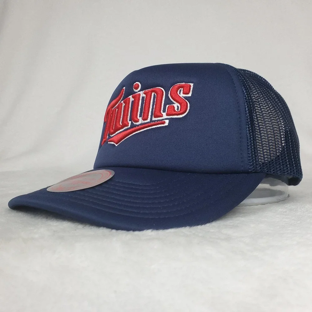 Minnesota Twins Mitchell & Ness MLB Foam Trucker Hat Cap‎ 3D Logo Navy NWT
